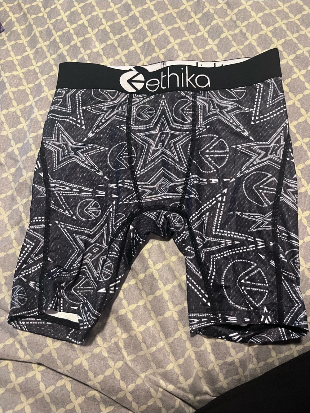 ethika Black & White Star-Print Boxer Briefs